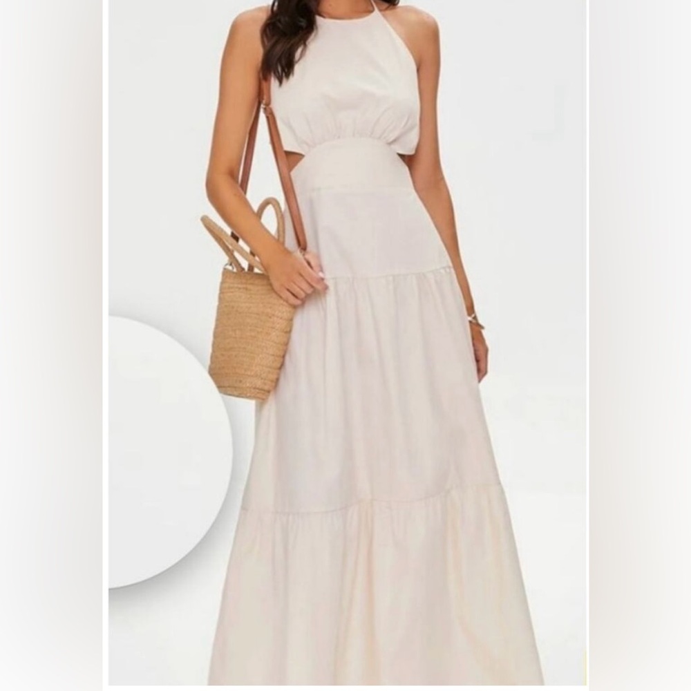 Forever 21 Cream Halter Maxi Dress